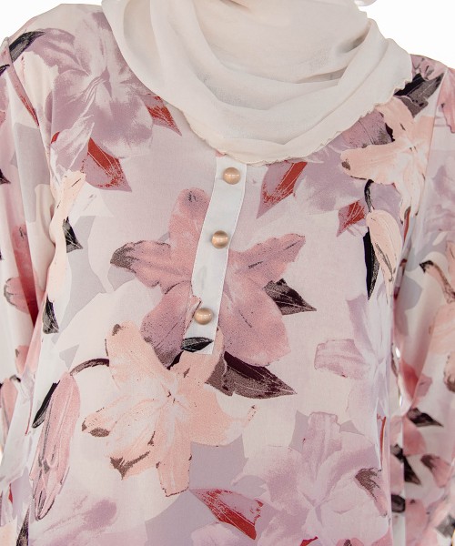 Bloom Lily Button-Up Kurung