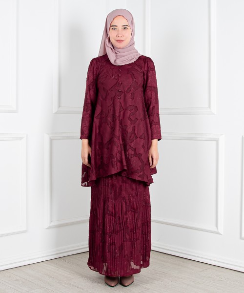 Chempaka Zip - Up Kurung Pahang (Pleated Skirt)