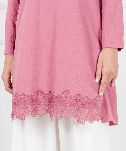 Faira Button Lace Tunic Top