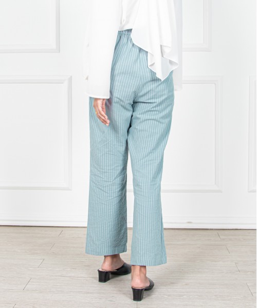 Garis Cotton Straight-Cut Pants