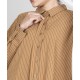 Garis Cotton Drop-Shoulder Button Top