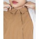 Garis Cotton Drop-Shoulder Button Top