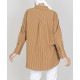 Garis Cotton Drop-Shoulder Button Top