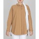 Garis Cotton Drop-Shoulder Button Top