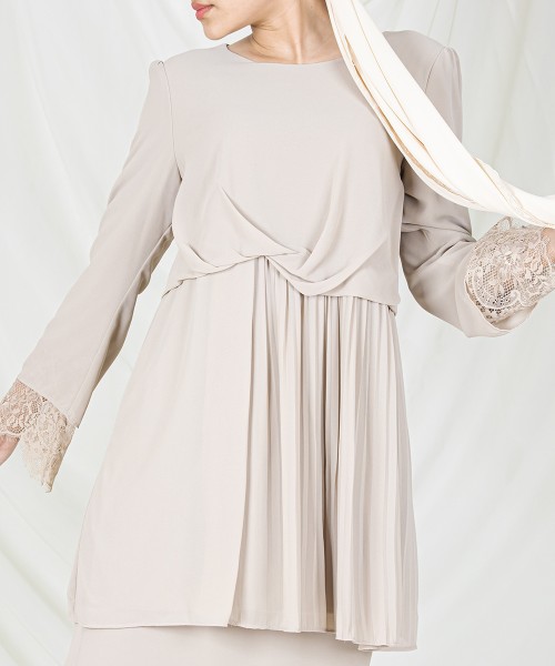 Karina Drape-Pleated Lace Kurung