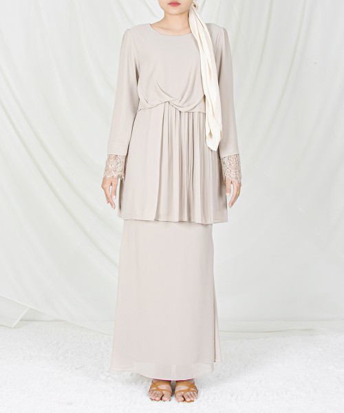 Karina Drape-Pleated Lace Kurung