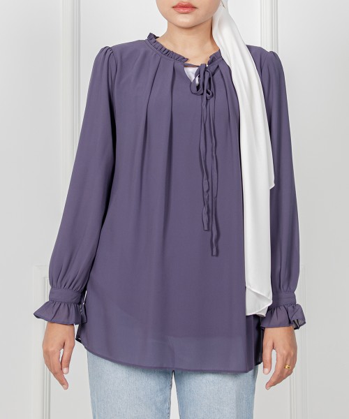 Karina Tied Ruffle-Neck Top