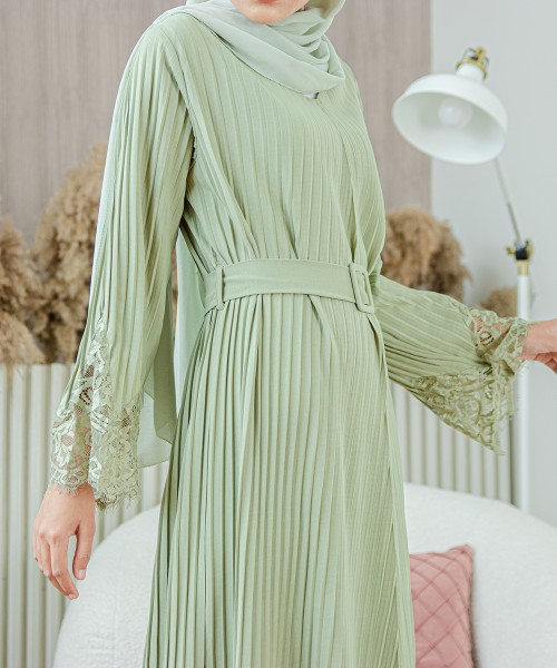 Khadija Pleated-Lace Dress